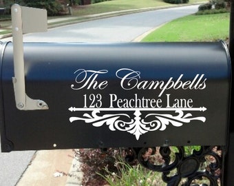 Mailbox Decal  | Personalized Mailbox | Scroll Mailbox decal| Monogram decal street address
