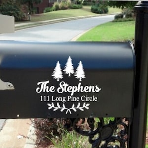 Farmhouse Mailbox Decal | mailbox decal  | Pine  mailbox decal |  Personalized | Custom | rustic mailbox  decal | address decals | Fir decal