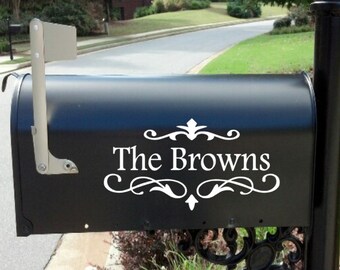 Mailbox decal |Personalized mail box decal | Scroll  Monogram mailbox decal | Custom Wedding Mailbox Decal