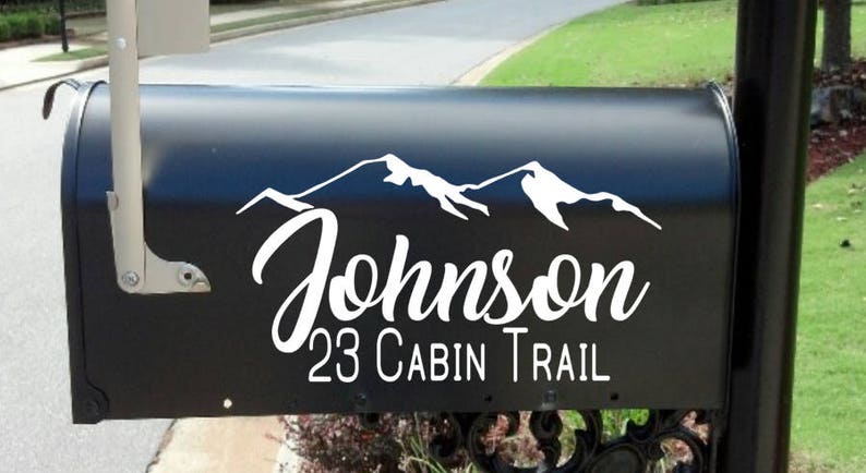 Mailbox Decal/ Wanderlust decal / Decorative mailboxes/ Mailbox numbers / Vinyl decal / Mountain Cabin Decor/Custom decal stickers image 1