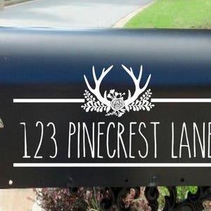 Mailbox Decal Deer | Personalized mailbox | Antler mailbox decal|  Flower mail box decal |Monogram Custom Wedding mailbox