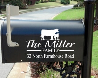 Farmhouse Mailbox Decal | Cow mailbox decal  | farmyard  mailbox decal |  Personalized | Custom | rustic mailbox  decal |  farmhouse decals