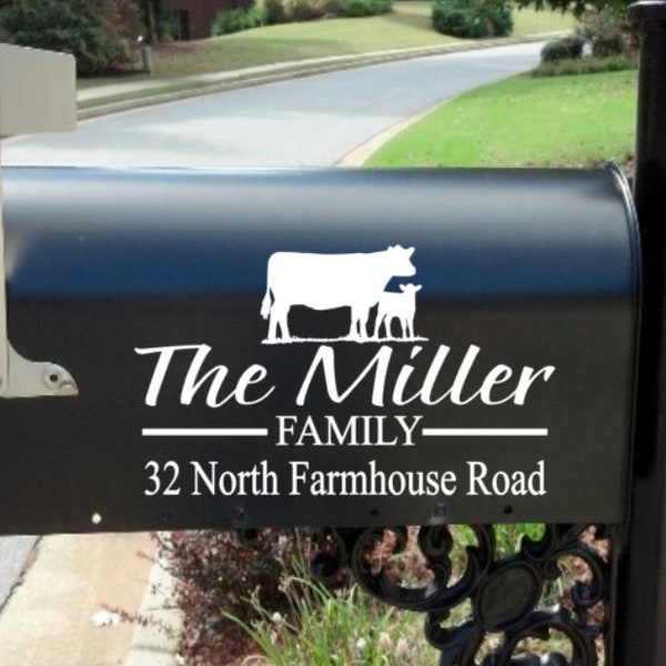 Farmhouse Mailbox Decal | Cow mailbox decal  | farmyard  mailbox decal |  Personalized | Custom | rustic mailbox  decal |  farmhouse decals