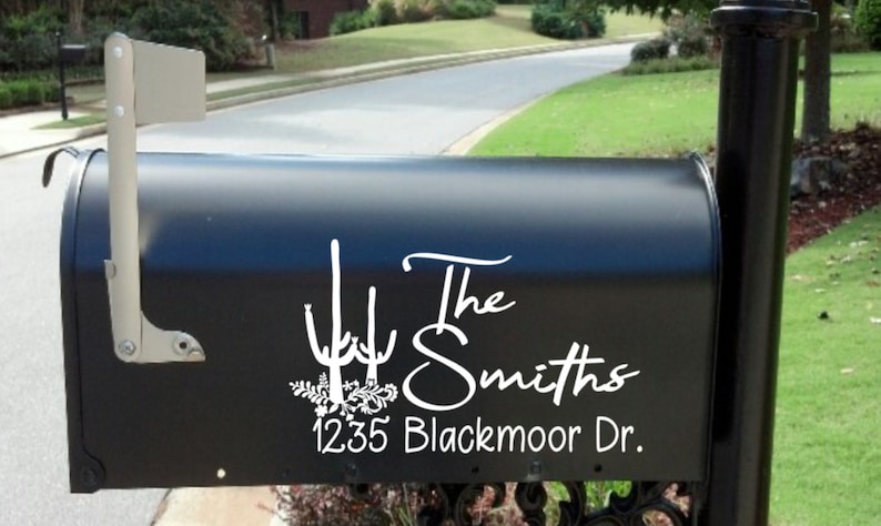 Western decals rustic mailbox decal Cactus mailbox decal Custom Boho Mailbox Decal Personalized coyote mailbox decal