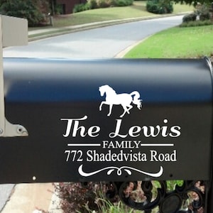 Horse Mailbox Decal – Personalized Vinyl Address Sticker for Home, Farm, or Ranch - Custom House Numbers, Lettering for Standard or XL Sizes