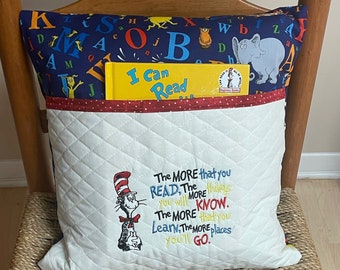 Dr. Seuss Reading Pillow: Embroidered Pocket Pillow, Kids Gift