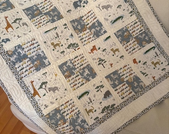 Safari patchwork baby quilt Leo and  Savanah collection