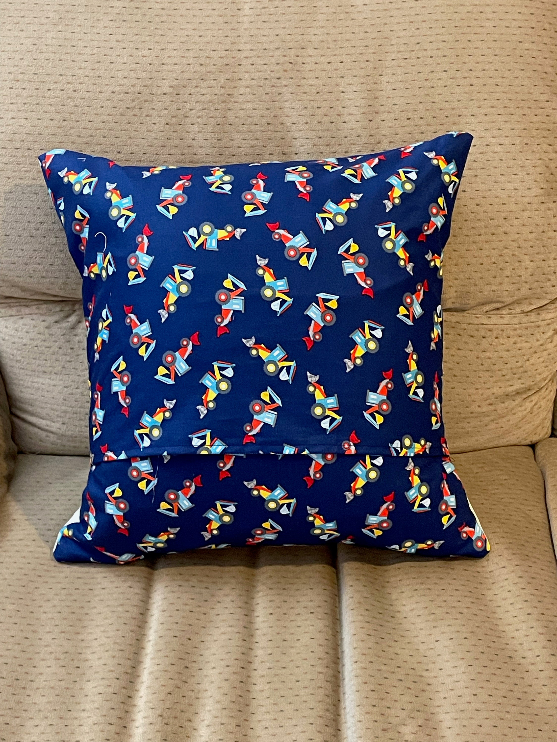 Pocket Reading Pillow,kids Who Love Trucks , 16x16 Pillow Multi Colour