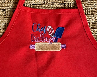 Child's  Apron personalized embroidered, child's gift made to order, Kid's Apron, let's Pretend, kid's kitchen accessories