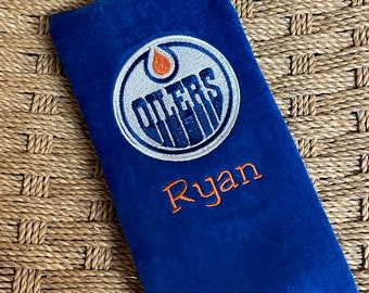 Personalized Oilers Golf Towel: Embroidered Cotton Velour Sports Gift