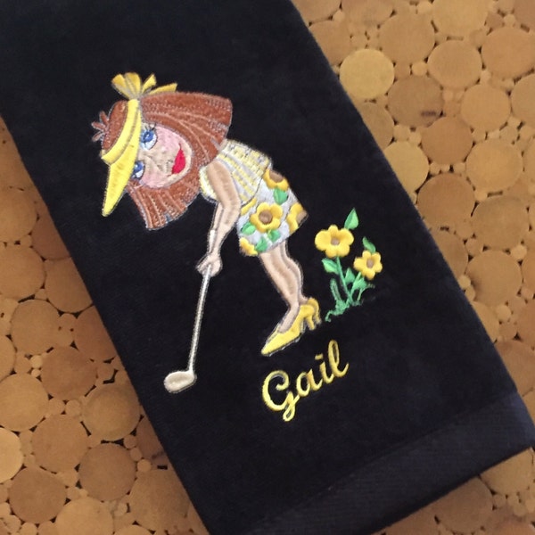 Serviette de golf brodée personnalisée pour dame, cadeaux personnalisés, serviette de sport, cadeau de golf personnalisé pour elle, cadeau de golf cadeau de la fête des Mères