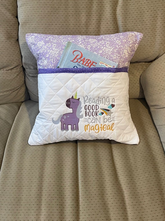 Reading Pocket Pillow for Girls Unicorn Design Pillow Purple and Grey 16x16 Multi Colour Kids Gift Kids Birthday Gift Travel Gift Etsy Canada