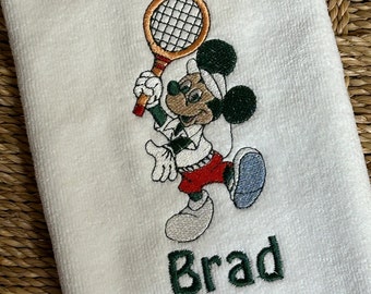 Personalized Embroidered Tennis Towel: Mickey Mouse Gift