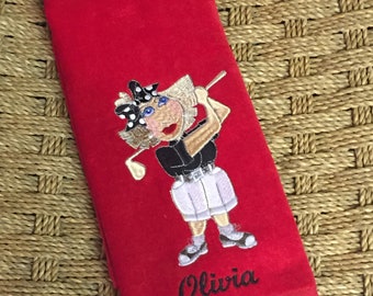 Personalized Golf Towel Embroidered,  Personalized Gifts, Golf towel for her Custom Golf Gift Made to Order