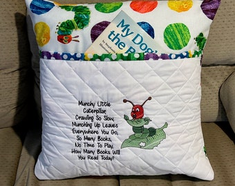 Pocket Reading Pillow for Kids ,Hungry Caterpillar, 16x16, Multi Colour, Kids gift Fun characters