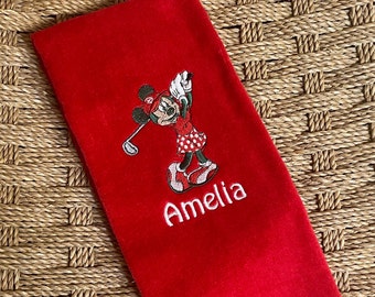Personalized Minnie Mouse Golf Towel: Embroidered Velour Gift