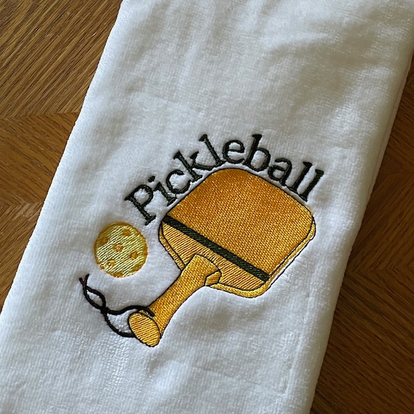 Toalla de bola de pepinillo, bordado personalizado, regalo divertido Regalo personalizado, Toalla para Avid Pickle Ball Player, Toallas deportivas, Hecho a pedido