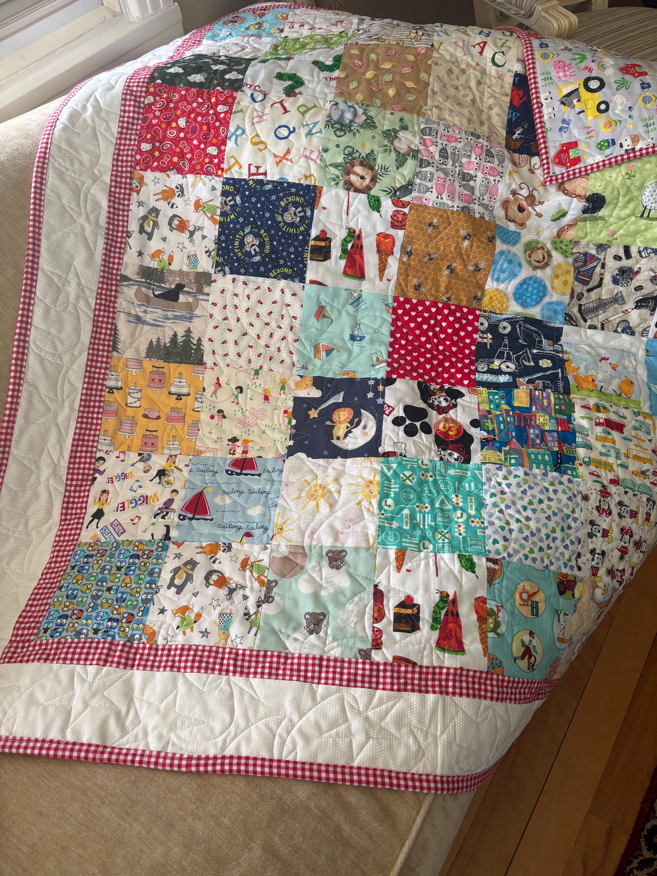 Baby quilt modern, I Spy multi colours 47 x 39 inches several designs ready to ship