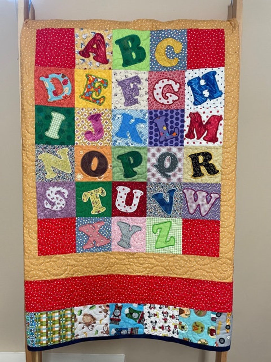 Handmade Baby Quilt Patchwork Alphabet Appliqué Modern For Etsy
