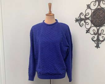 M - Vintage Purple Sweater 1980s Cricket Lane Acrylic