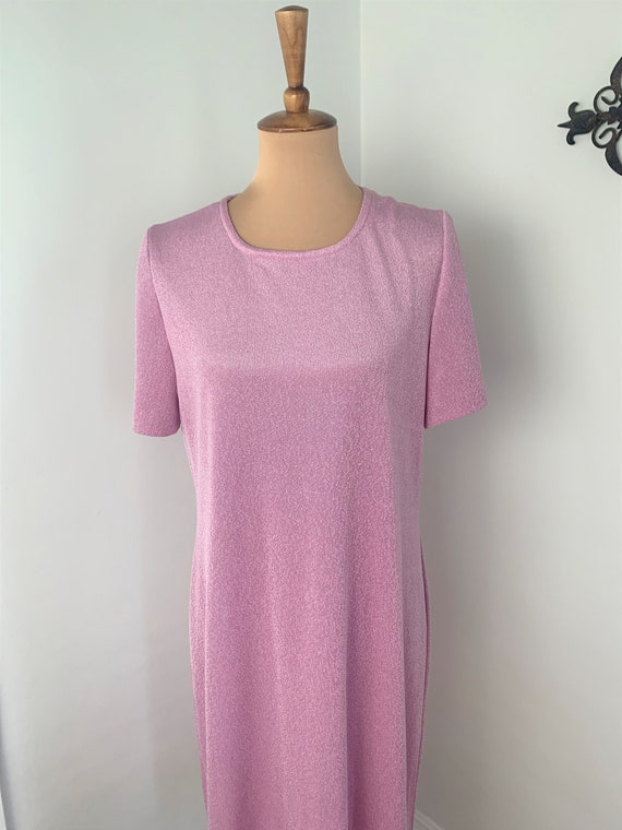 L - Vintage Bubblegum Pink Shimmer Dress Henry Le… - image 3