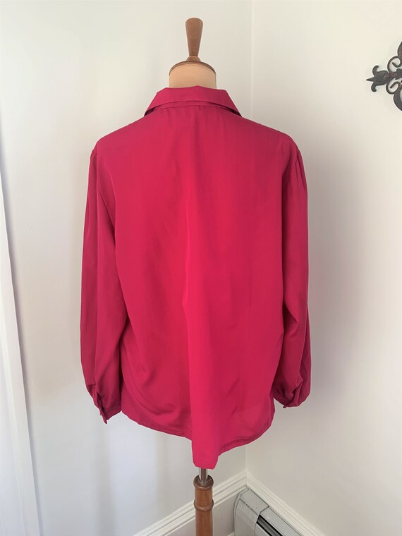 XL - Vintage Judy Bond Blouse Bright Magenta Long… - image 4