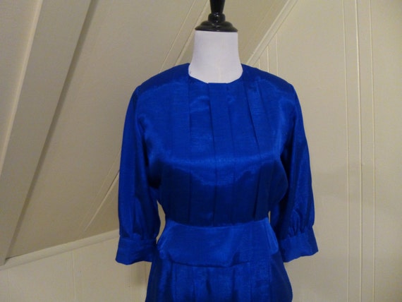 Vintage 1980s Blue Frock Dress Small / Royal Blue