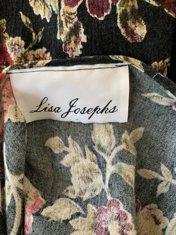 M - Vintage Tie Front Floral Top Lisa Josephs 199… - image 6
