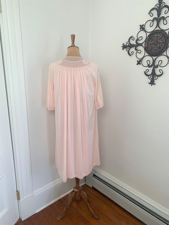 S - Vintage Nightgown + Robe Set Baby Pink Shadow… - image 5
