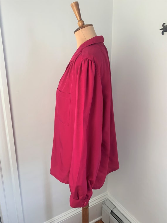 XL - Vintage Judy Bond Blouse Bright Magenta Long… - image 3