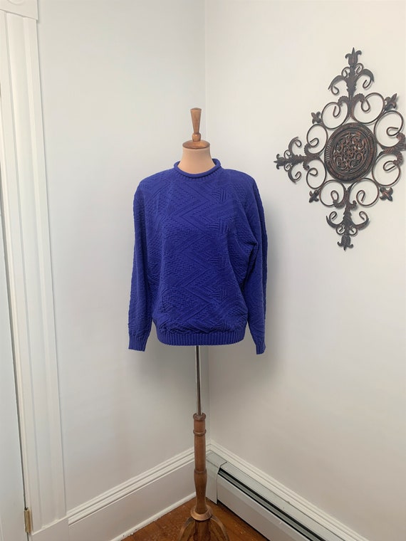 M - Vintage Purple Sweater 1980s Cricket Lane Acry