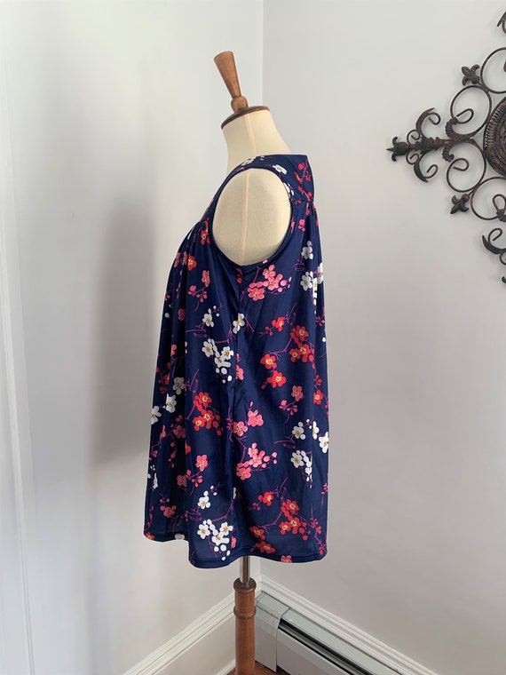 S - Vintage Sleep Shirt Top Floral Print Polyeste… - image 5