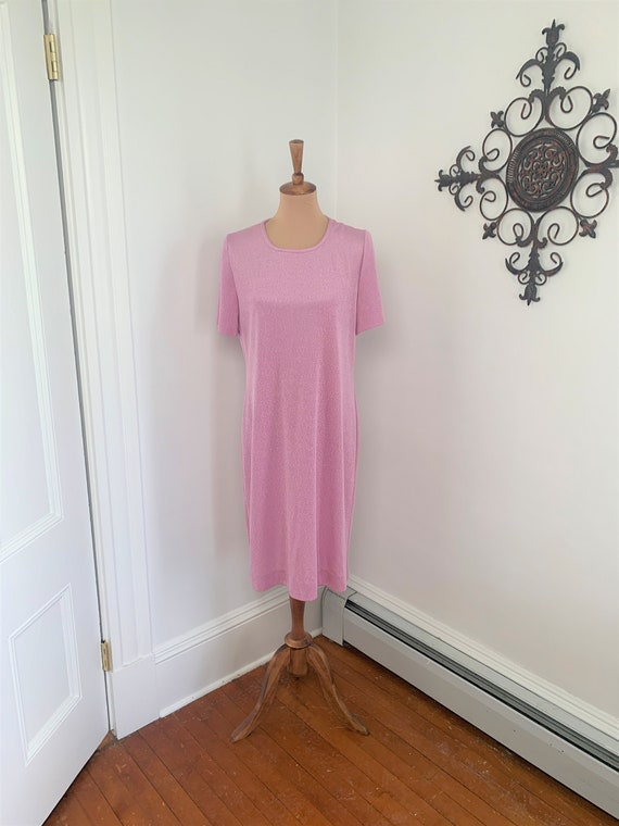 L - Vintage Bubblegum Pink Shimmer Dress Henry Le… - image 1