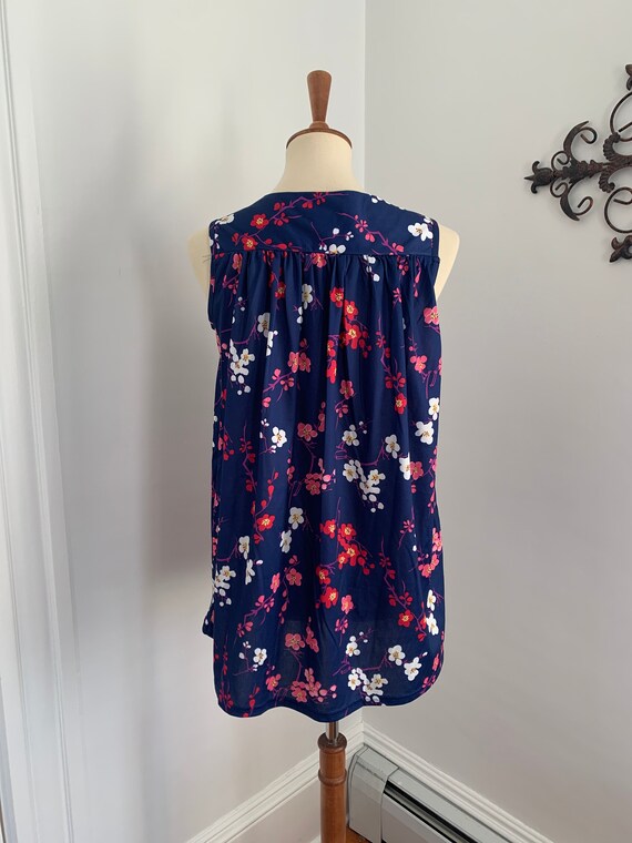 S - Vintage Sleep Shirt Top Floral Print Polyeste… - image 6