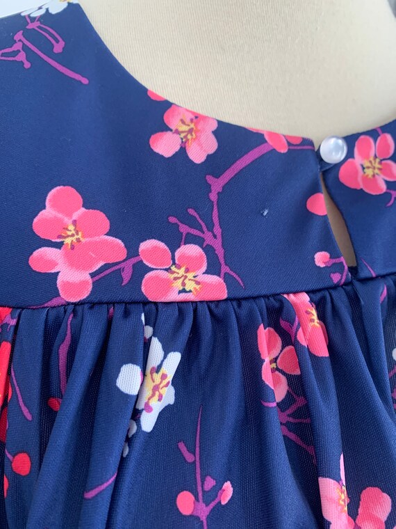 S - Vintage Sleep Shirt Top Floral Print Polyeste… - image 4