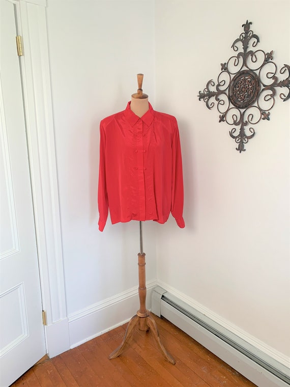 L - Vintage Red Blouse 1990s Witt Collection Shou… - image 1