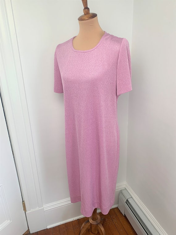 L - Vintage Bubblegum Pink Shimmer Dress Henry Le… - image 2