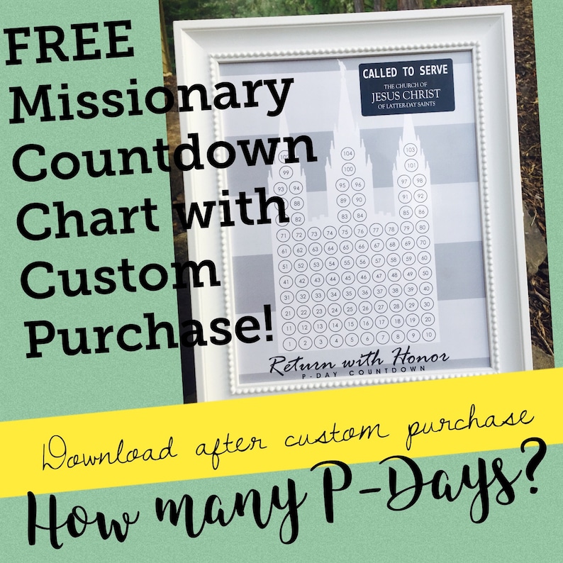 Custom LDS Missionary Countdown Chart | Etsy