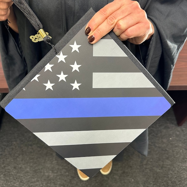 Grad Cap Topper Thin Blue Line , Graduation Cap Decorations by Tassel Toppers