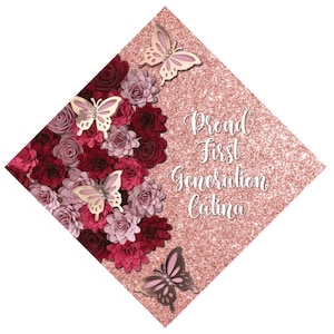 Printed Grad Cap Topper, First Generation Grad Floral Grad Cap ...