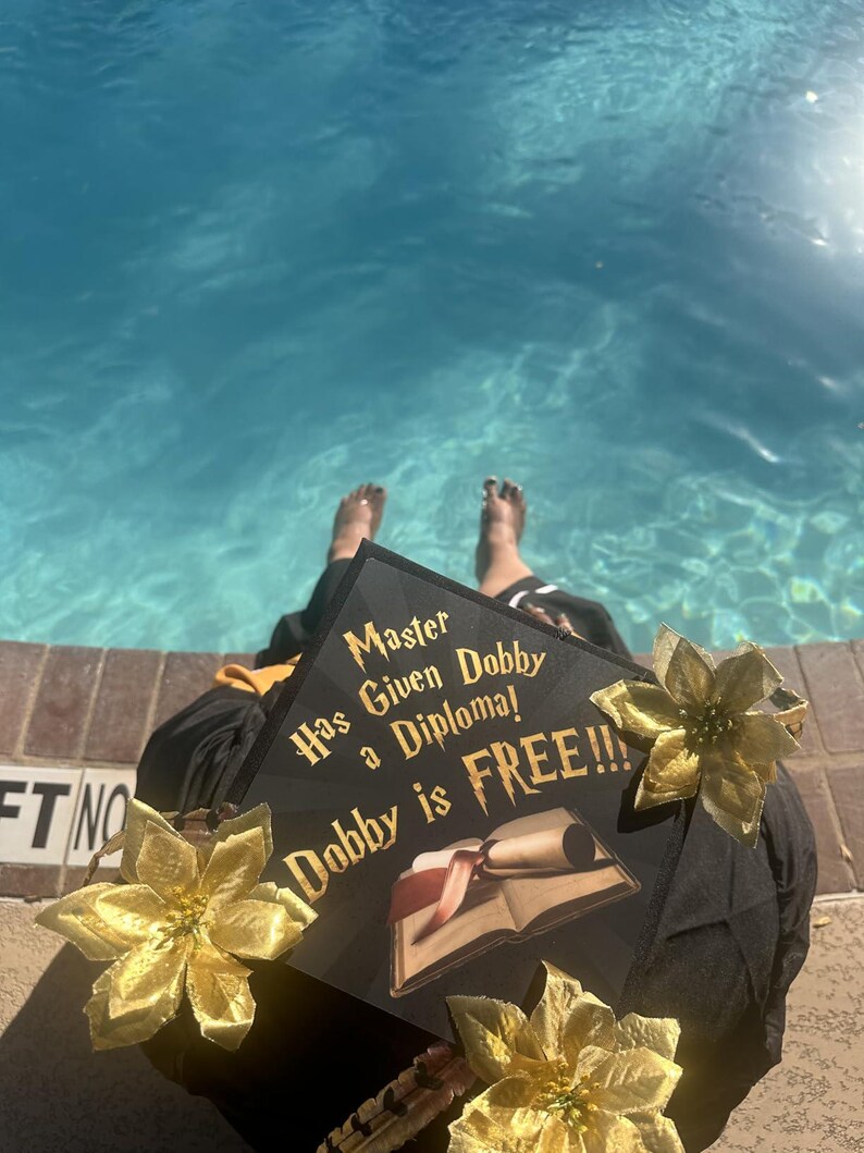 Dobby is Free Grad Cap Topper, Decorated Grad Cap, Harry Potter - Class ...