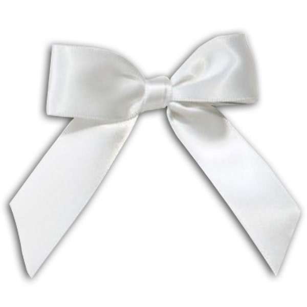 Grad Cap Topper White Satin Bow - Peel and Stick for Graduation Cap - Tassel Toppers - s