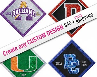 Create Any High school, College Logo Graduation Cap Topper for 45. Free shipping. Grad Cap Topper Design Assistance - Custom