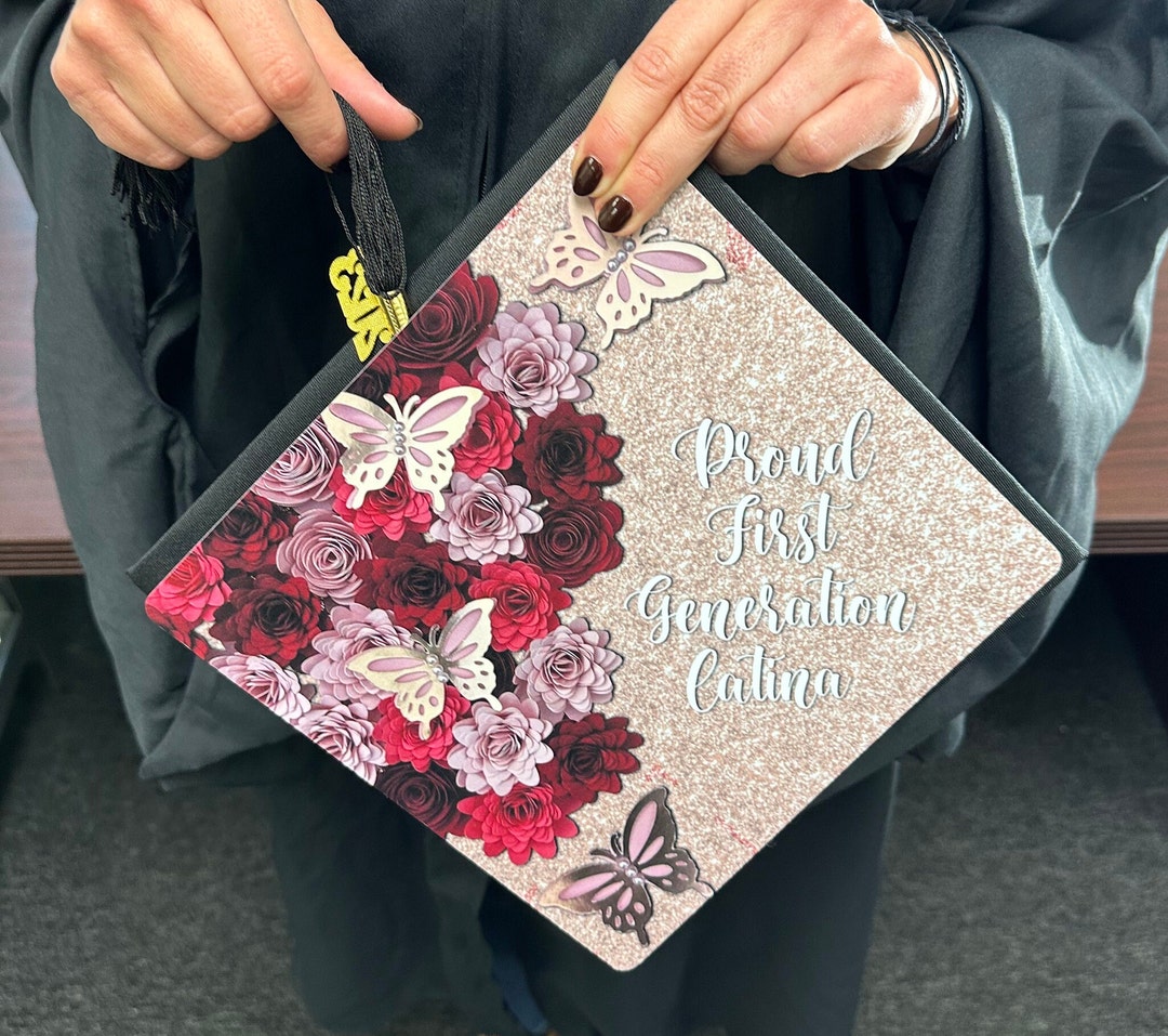 Printed Grad Cap Topper, First Generation Grad Floral Grad Cap ...
