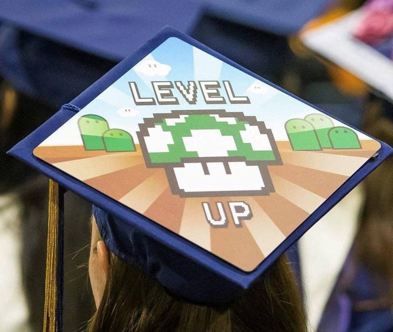 Gaming Grad Cap Level up Graduation Cap Topper, Video Game Style, Tassel Topper - Etsy