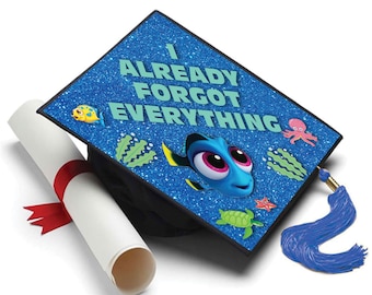 Printed Graduation Cap Topper, Forgot Everything, Finding Nemo , Inspired Graduation Decor by Tassel Toppers