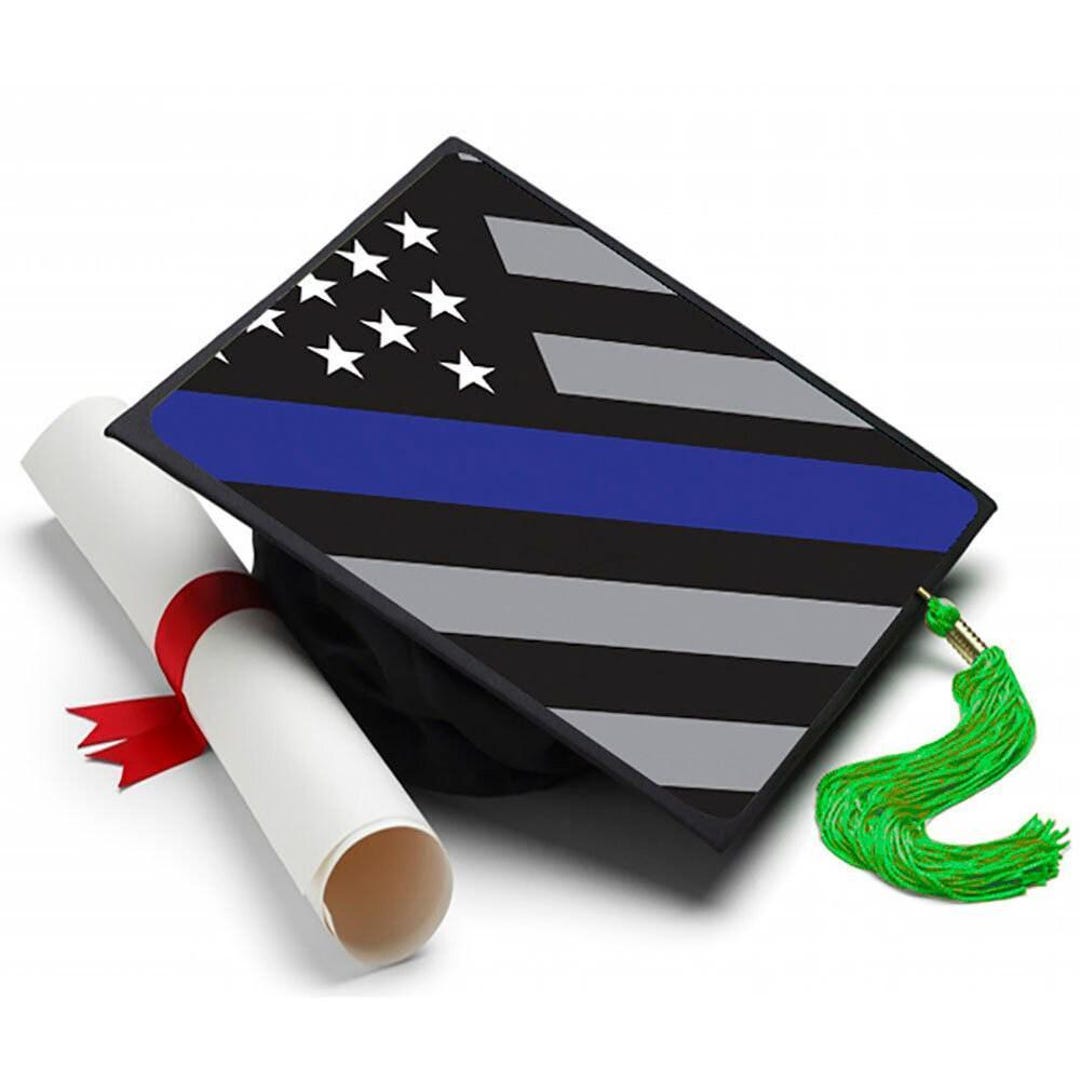 Grad Cap Topper Thin Blue Line , Graduation Cap Decorations by Tassel ...