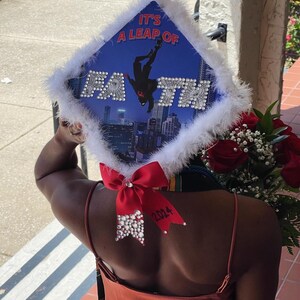 Its a Leap of Faith Spiderman Inspired Graduation Decor by Tassel Toppers. Grad Cap Topper image 5
