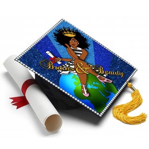 Grad Cap Topper Black Queen , Graduation Cap Decorations by Tassel Toppers