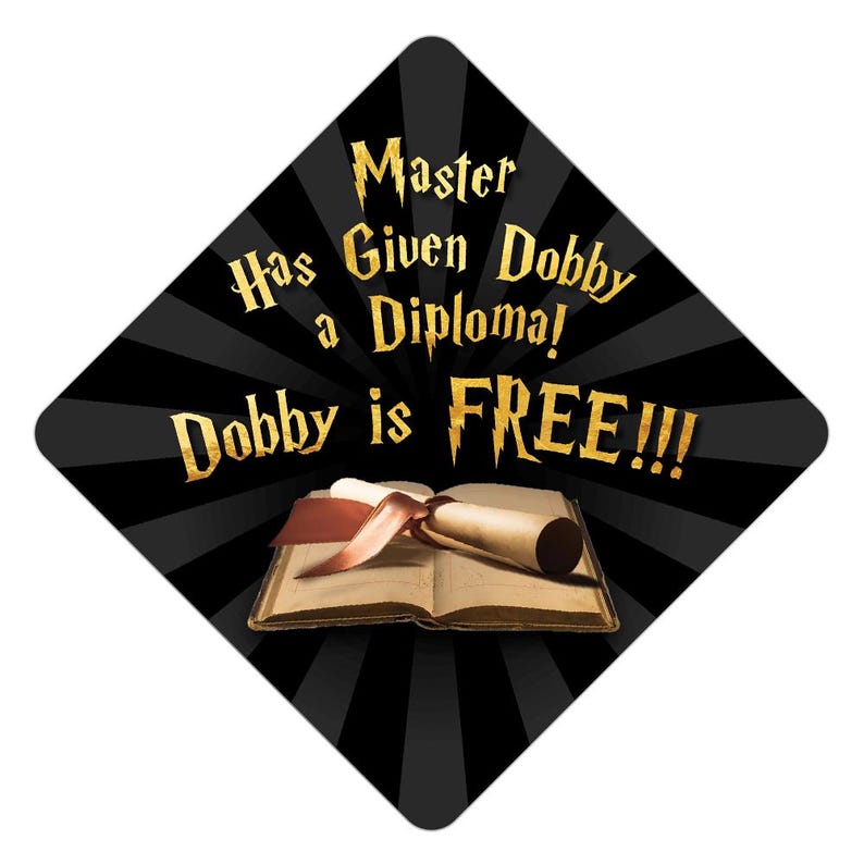 Dobby is Free Grad Cap Topper, Decorated Grad Cap, Harry Potter - Class ...